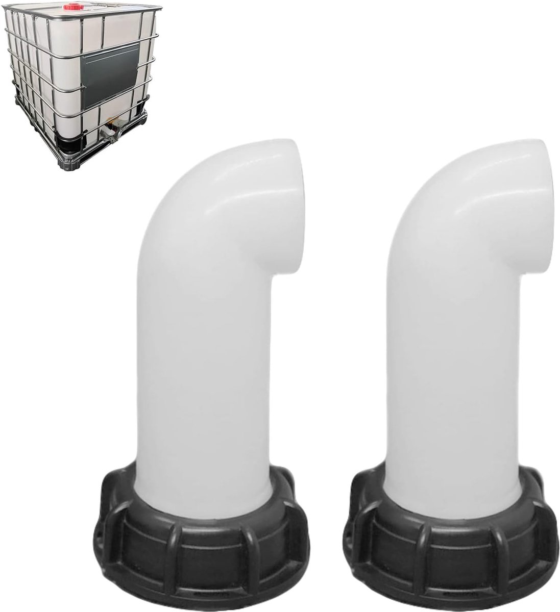 SnelShoppen - IBC Drains - 2 Stuks IBC Water Tank Accessoires - IBC Spout Socket 60mm - Duurzaam en Veilig Wit voor IBC Dote Tank