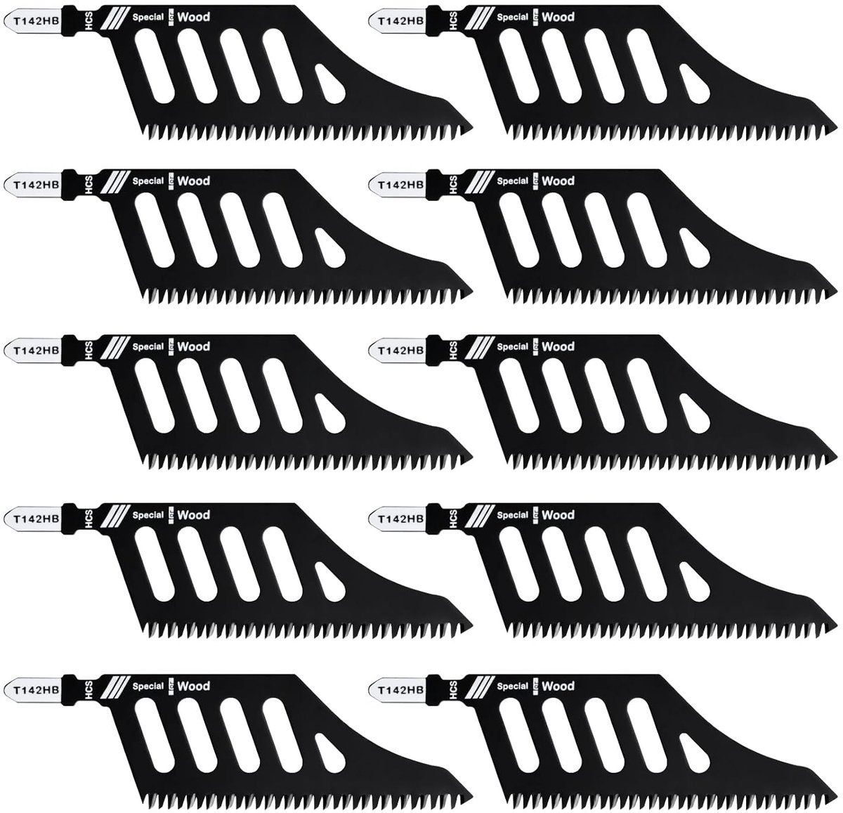 SnelShoppen - 10 Stuks Jigsaw Blades T-Shank, Hoogwaardige Carbon Staal Zaagbladen voor Hout en Kunststof, 111.5 mm, Duurzaam en Corrosiebestendig