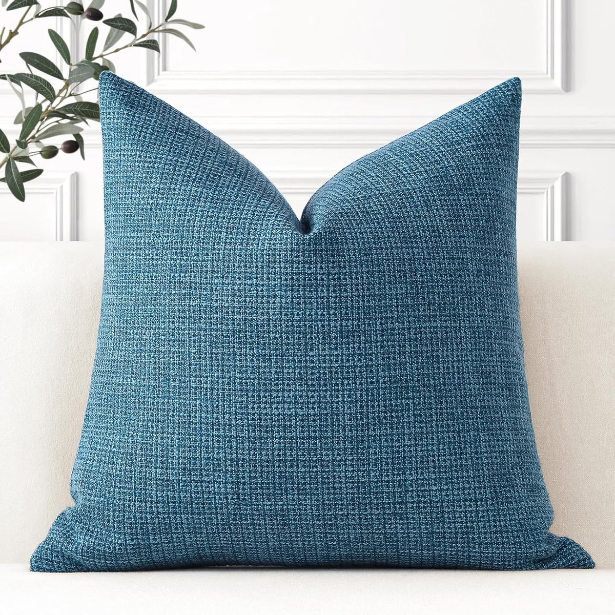 SnelShoppen - Moderne Kussenhoes 40x40 cm - Effen Linnen Kussenhoezen - Donkerblauw - Voor Sofa, Slaapkamer en Thuisdecoratie - Set van 1 Stuk