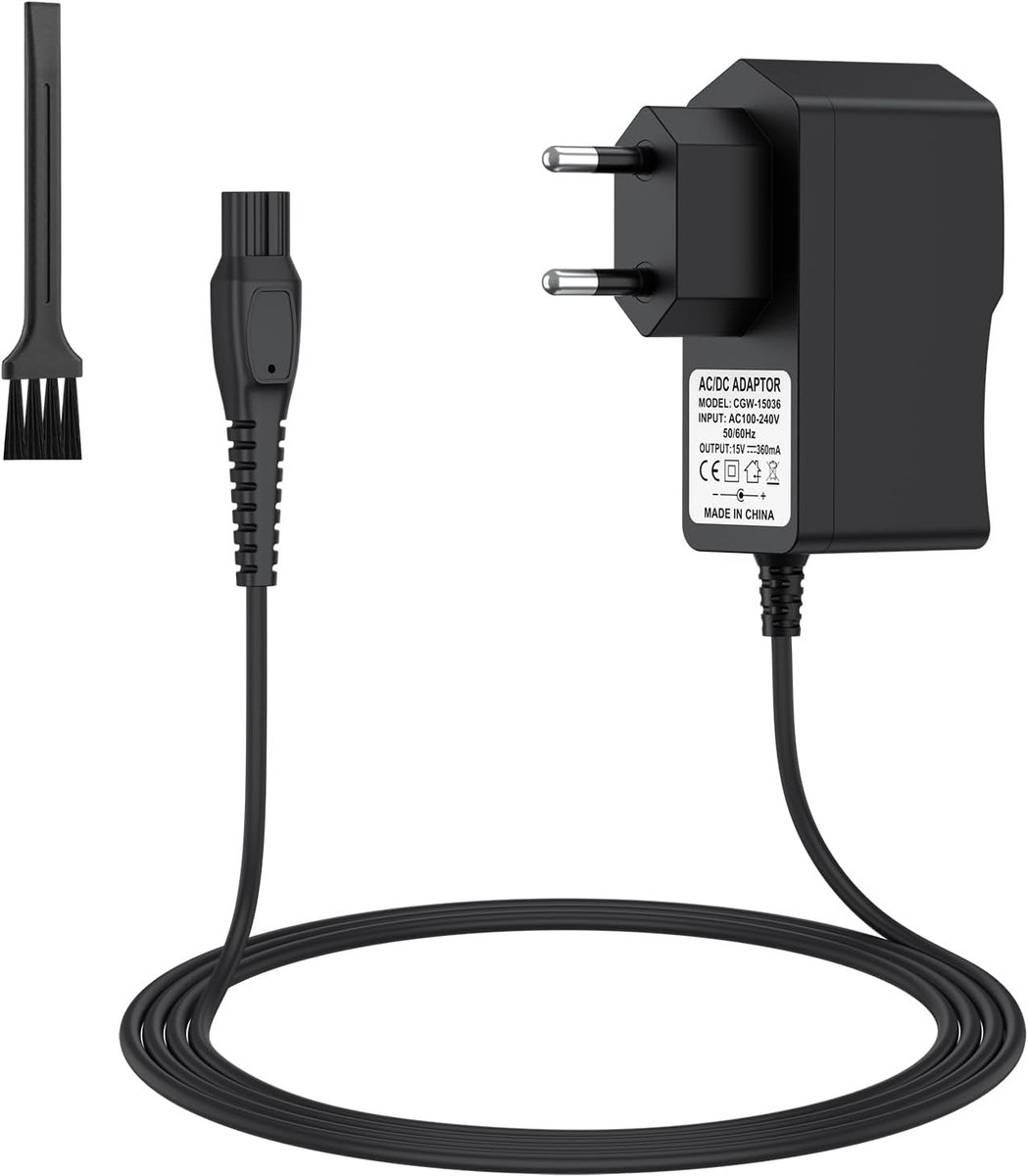 SnelShoppen - 15V Shaver Charger voor Philips Series 9000 5000 7000 Oneblade-Pro HQ MG BG HC PT BT Aquatouch Body Groomer Oplader Kabel 1m