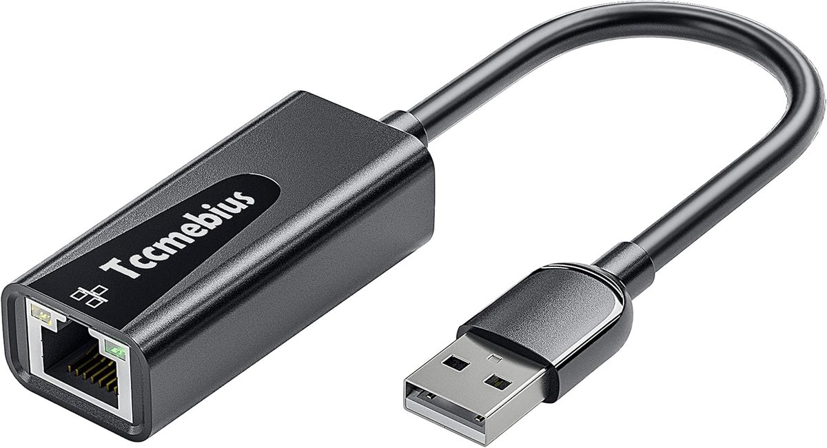 SnelShoppen - USB Ethernet Adapter USB 2.0 naar RJ45 10/100Mbps LAN Netwerk Adapter voor MacBook, Surface Pro, Notebook PC, Compatibel met Windows, Ma