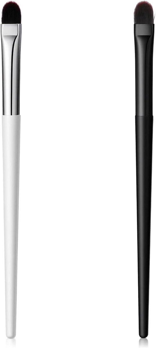 SnelShoppen - Extra Flat Round Brush Set - 2 Stuks, Concealer Brush, Platte Wenkbrauw Make-up Borstel, Oogschaduw Primer Applicator Borstel 6 Inch, Wi