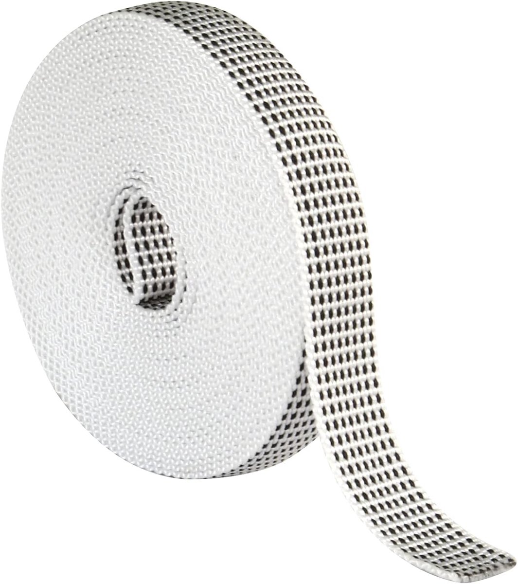 SnelShoppen - Roller blind roll up tape - Vervangingskoord voor flexibele en rigide rolluiken - UV- en slijtvast - 20mm x 6m in modern wit met zwarte