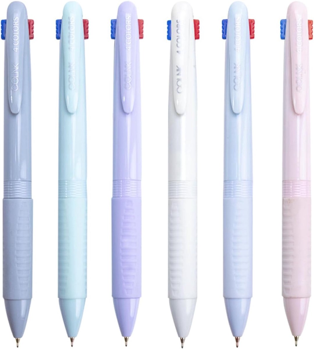SnelShoppen - 6 Stuks 4-in-1 Retractable Balpen Set, 0.5mm Multicolore Inktpennen, Zwart, Blauw, Rood, Groen, Perfect voor Kantoor, School, Studenten,