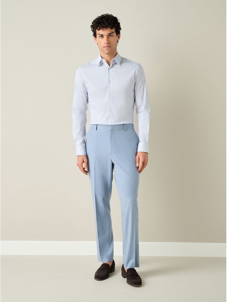 Next - Heren - Motionflex stretch broek met elastische taille, nauwsluitende pasvorm - Blauw