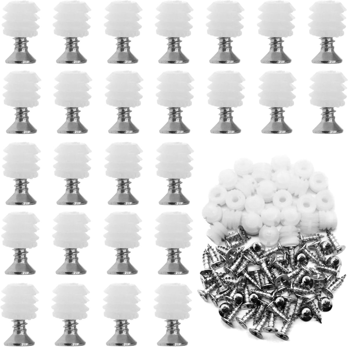 SnelShoppen - Pack van 100 Hinge Plugs 10mm - Plastic Hinge Plugs met RVS Schroeven - Hinge, Expansiepluggen voor Meubel Reparatie, Kastdeuren, Deuren