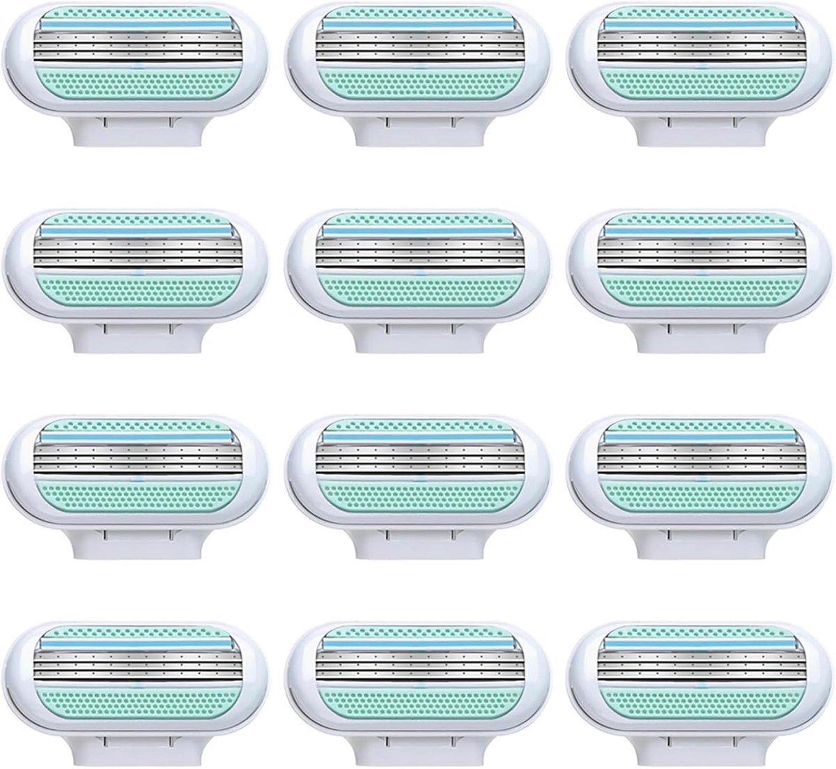 SnelShoppen - 12 Reserve Scheermesjes voor Dames - Roestvrijstalen Messen met Glijstrips - Compatibel met Venus Handgrepen - Zachte Scheerbeurt - Blau