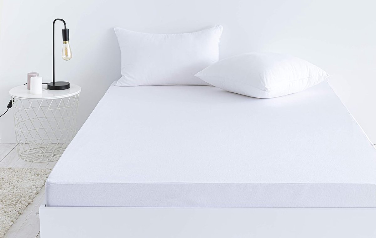 SnelShoppen - Waterproof Matrassenbeschermer Topper Fitted Sheet - Hypoallergene en Ademend - 100% Katoen - Voor Bedden 90x190/200cm - Ideaal voor Kin