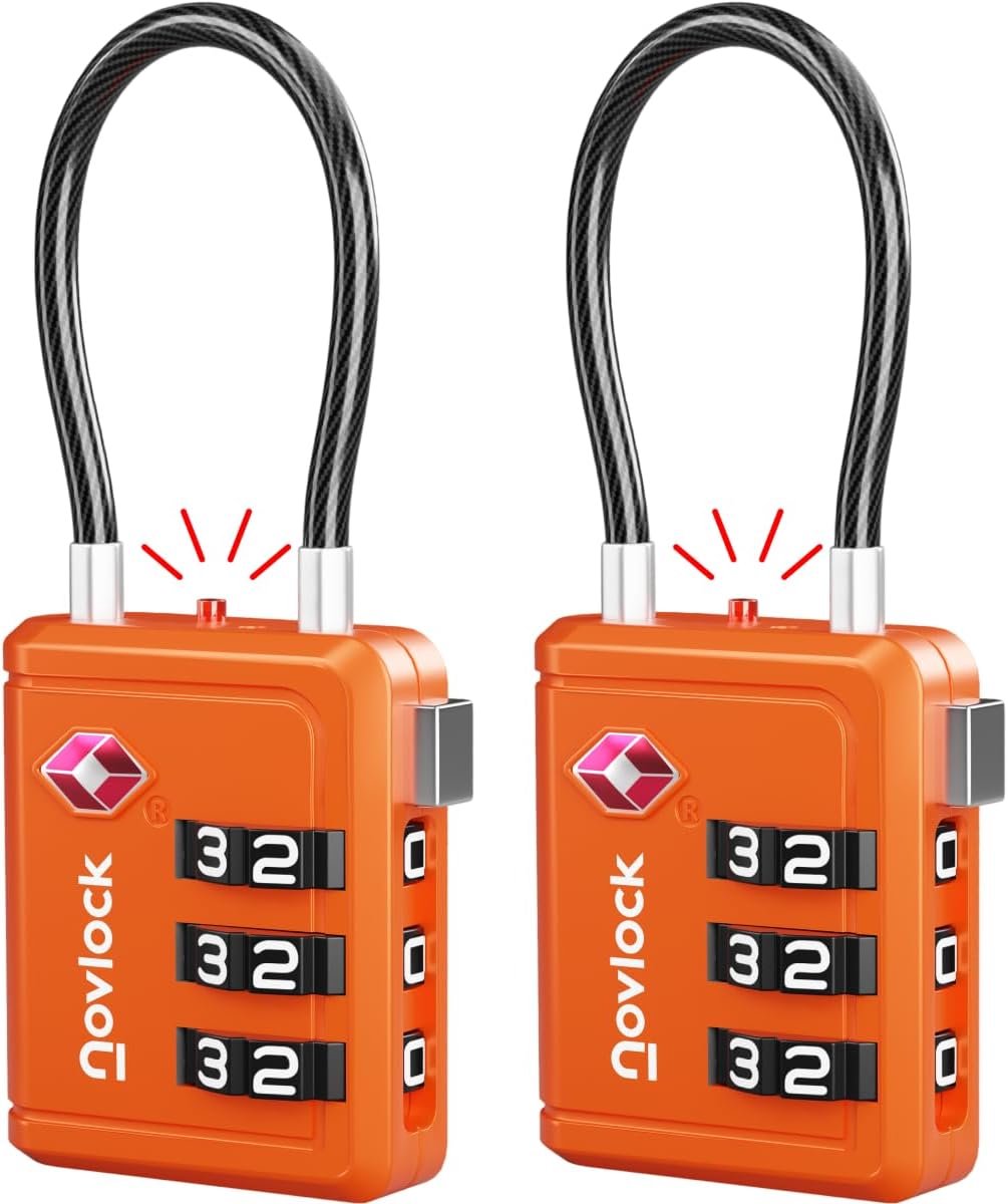 SnelShoppen - TSA Slot met Controle Indicator – Cijferslot voor Reizen, Koffers, Rugzakken & Kabinetaangifte – Bagagesloten, 2-Pack Oranje