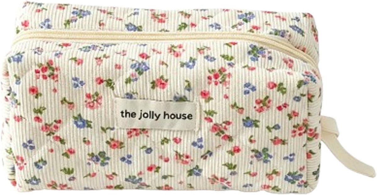 SnelShoppen - Schattige Cartoon Etui voor Meisjes, Waterdicht en Multifunctioneel als Sleuteltas, Makeup Tas of Speelgoed Tas - Beige Corduroy, Gemakk