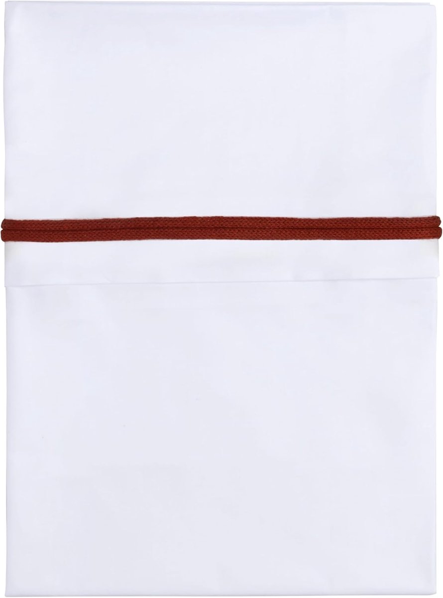 SnelShoppen - Babybedlaken 120x150cm - Brique/Wit - 100% Egyptisch Katoen - Luxueuze Gebreide Banden - Machinewasbaar - Kinderen