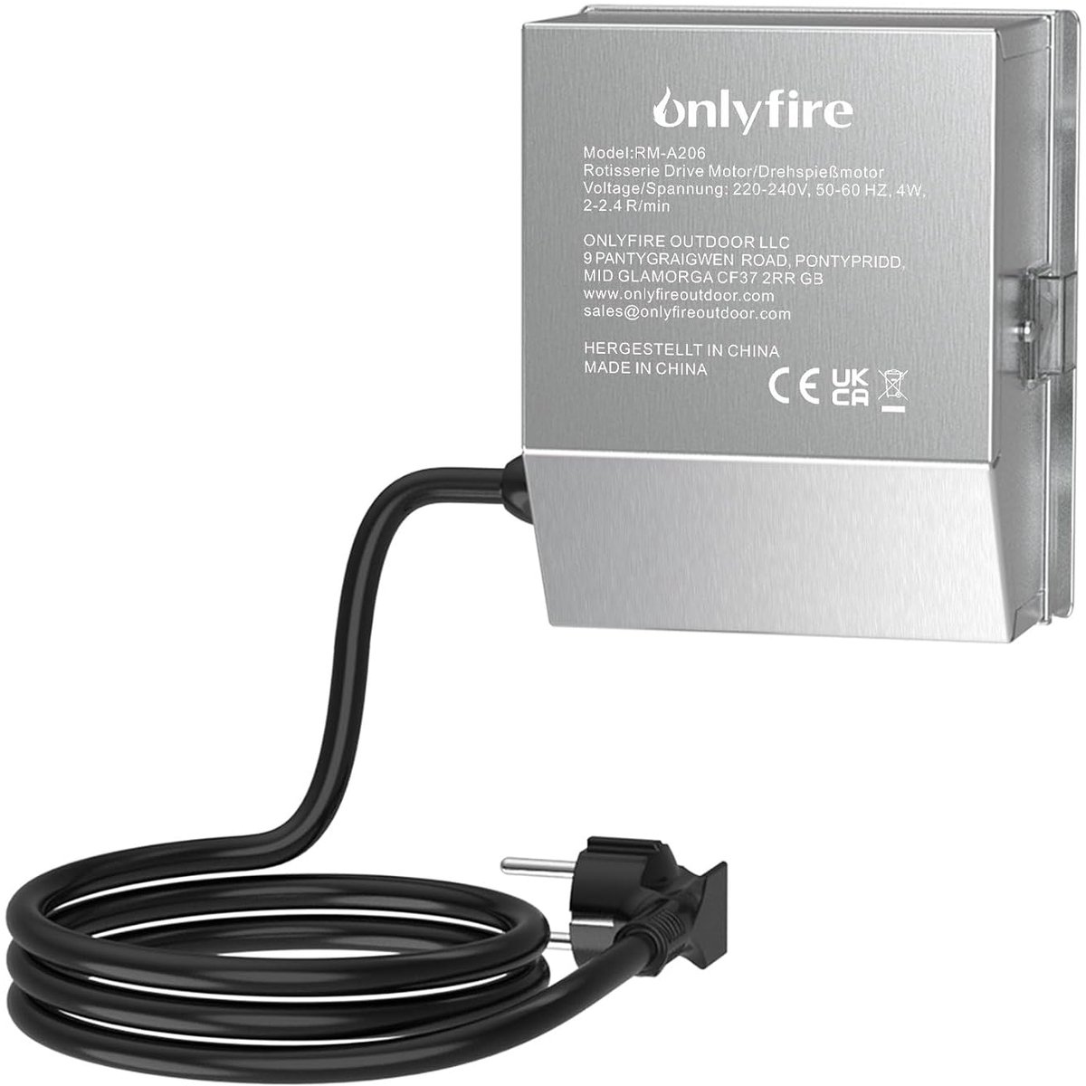 SnelShoppen - RVS Elektrische Grill Motor voor BBQ Rotisserie, 2.5-3RPM, 220V/240V, Ideaal voor Tuinfeest en Camping