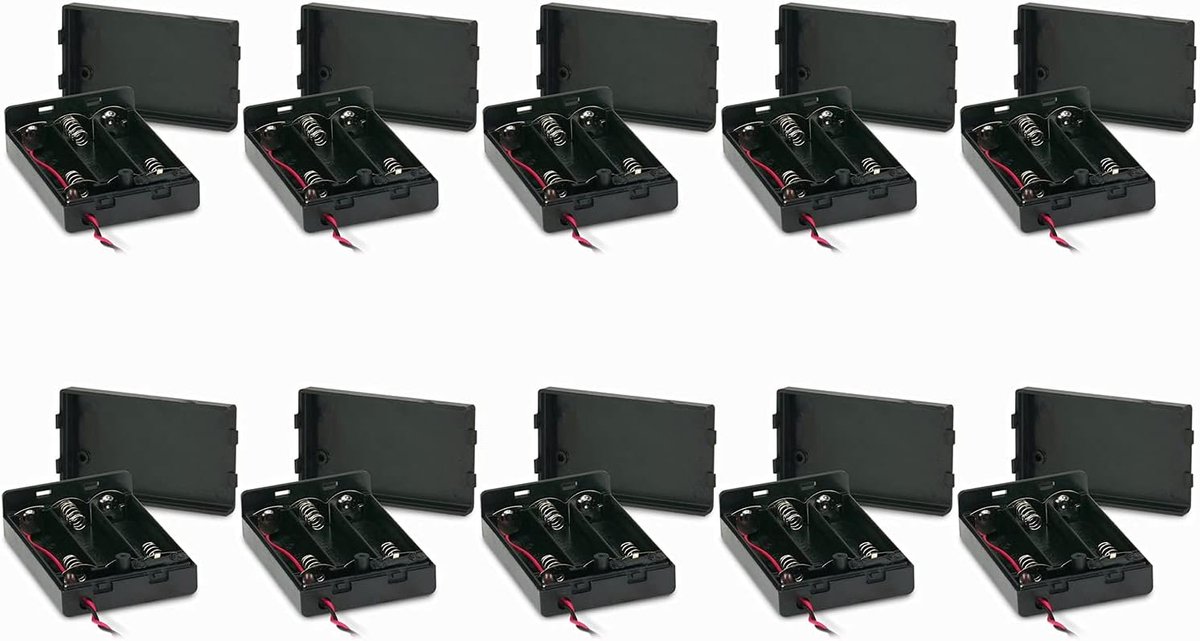 SnelShoppen - PerfectHD Batterijhouder 9V met aan/uit-schakelaar - Set van 2 - Hoogwaardige, robuuste zwart kunststof batterijhouders voor gebruik in