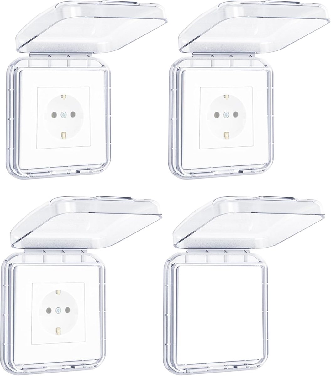 SnelShoppen - Waterproof Switch Cover Plug Cover Type 86 Wafer-Thin Zelfklevende Socket Bescherming - Transparant - Pack van 4 - Ideaal voor Badkamer,