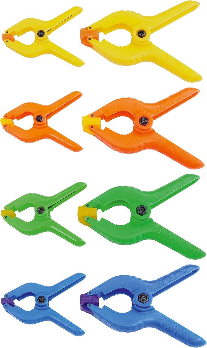 SnelShoppen - 22-delige Clamp Set met CON:P Klemmen 63/90 mm - Kleurige Plastic Klemmen voor Tuin, Keuken en Meer - Ideaal voor Klussen en Creatieve P