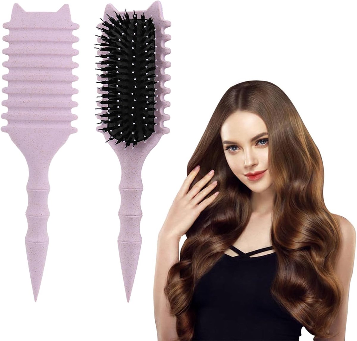 SnelShoppen - Curl Hair Brush voor Krullen en Styling - Multi-Purpose Borstel met Natuurlijke Varkensharen - Geen Haarbreuk - Paarse Kleur - Ideaal vo