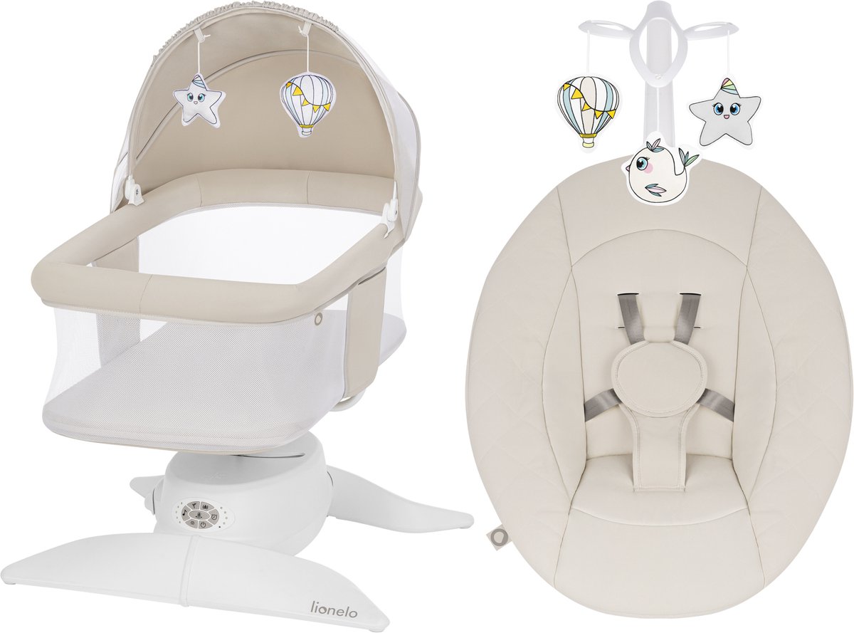 Lionelo Vivi Set Elektrische Babywipstoel 2in1 – Babyschommel & Wipstoel vanaf Geboorte tot 9 kg – - 360° Draaibare Zitting - Bewegingssensor - Bluetooth - Afstandsbediening - 5 Schommelsnelheden - T25 Matras – foto 2