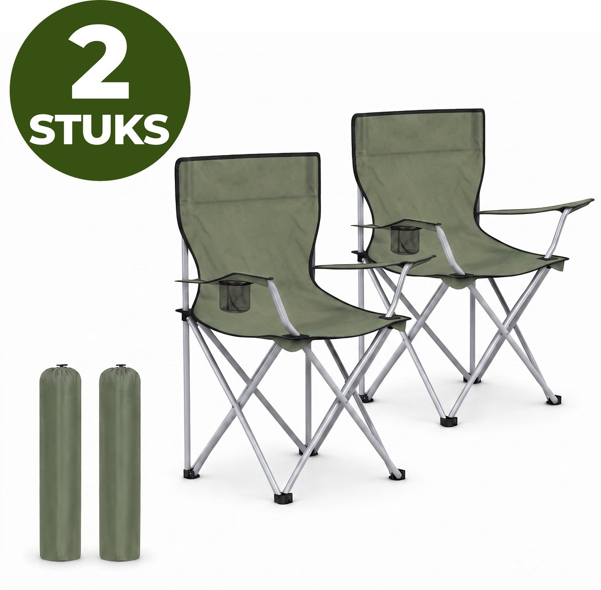 Bol.com ACAZA Campingstoelen Set van 2 - Campingstoel - Strandstoel - BASIC - Draagvermogen 120 kg - Klapstoel - Kampeerstoel - ... aanbieding