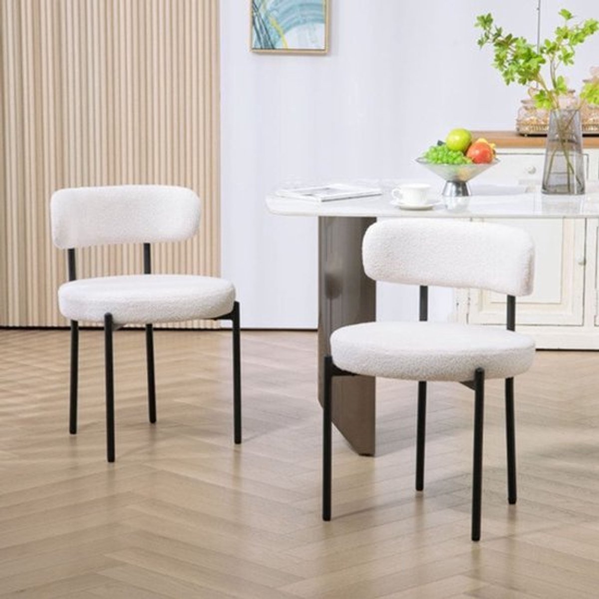 Eetkamerstoelen – Stoelen – Kuipstoelen – Keukenstoelen – Set Van 2 – Wollen Bekleding – M