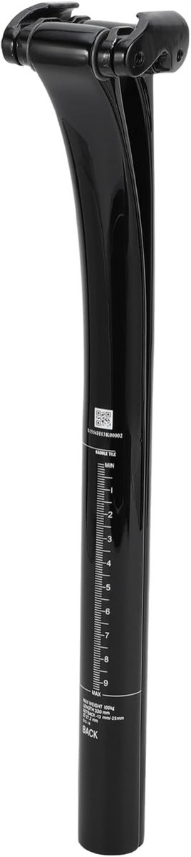 Verstelbare Fietszadelpen 27.2x330mm van Koolstofvezel met Glans Zwart Afwerking en 12 mm Offset voor Comfortabel Fietsen
