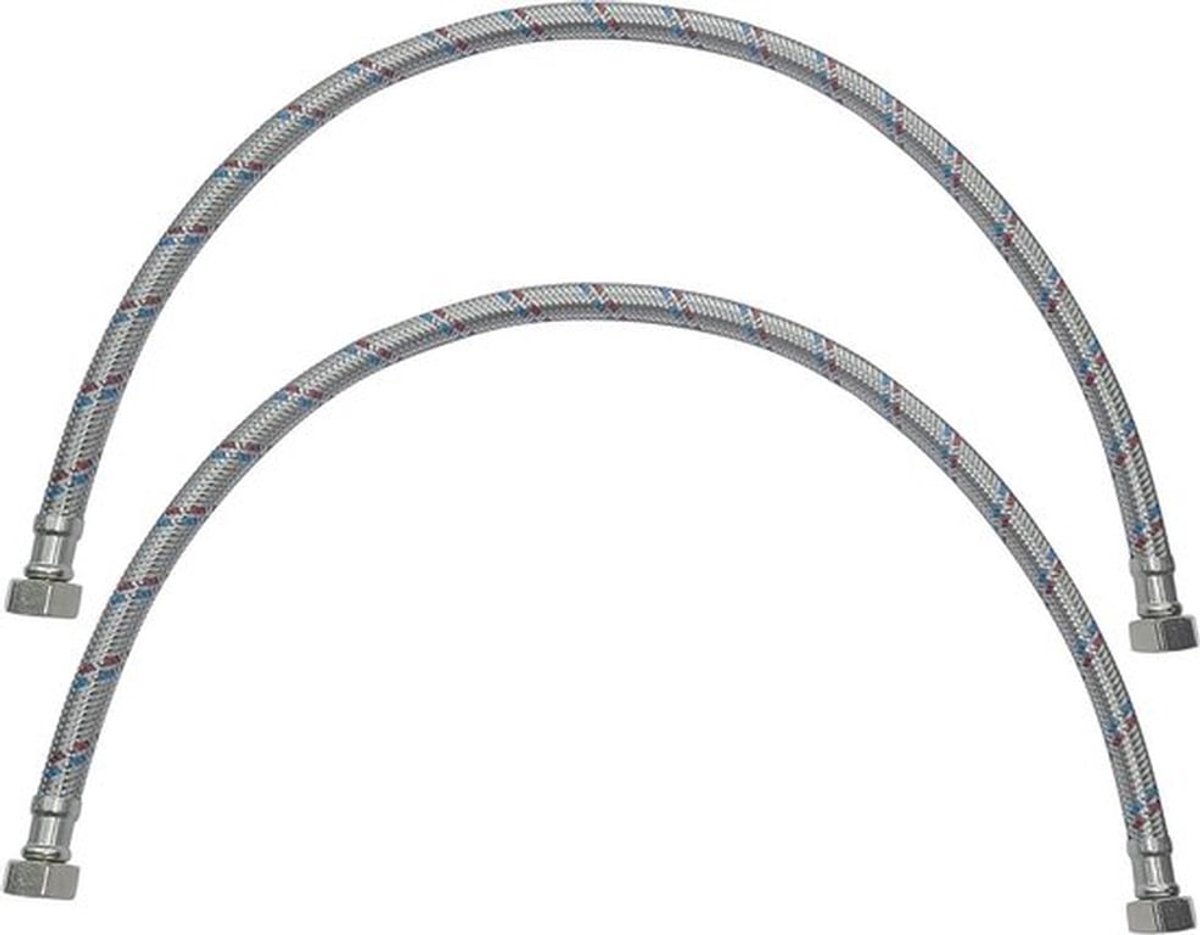 Flexibele aansluitslang 600mm 3/8" vrouwelijk 3/8" vrouwelijk - Eengreepsmengkraan Sanitair Keuken Badkamer - Set van 2