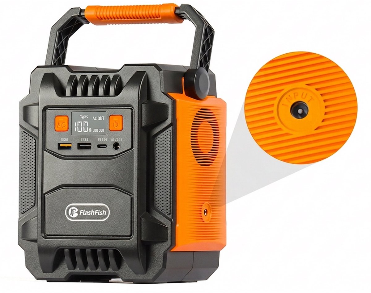 FlashFish A201 - Draagbare Powerstation - Powerstations - 172.8Wh - 48000mAh - 200W - Accu met AC, DC, USB-C PD 18W - Voor Camping, Outdoor & Noodstroom