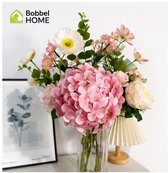 Bobbel Home Kunstbloemen Boeket – Zijden Bloemen – Roze Wit – 75 cm