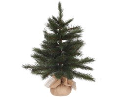 Triumph Tree Forest Frosted Kunstkerstboom H60 x D46 cm - Kunstboom in Jute Zak - Kunst Kerstboom voor Binnen - 64 Tips - Groen