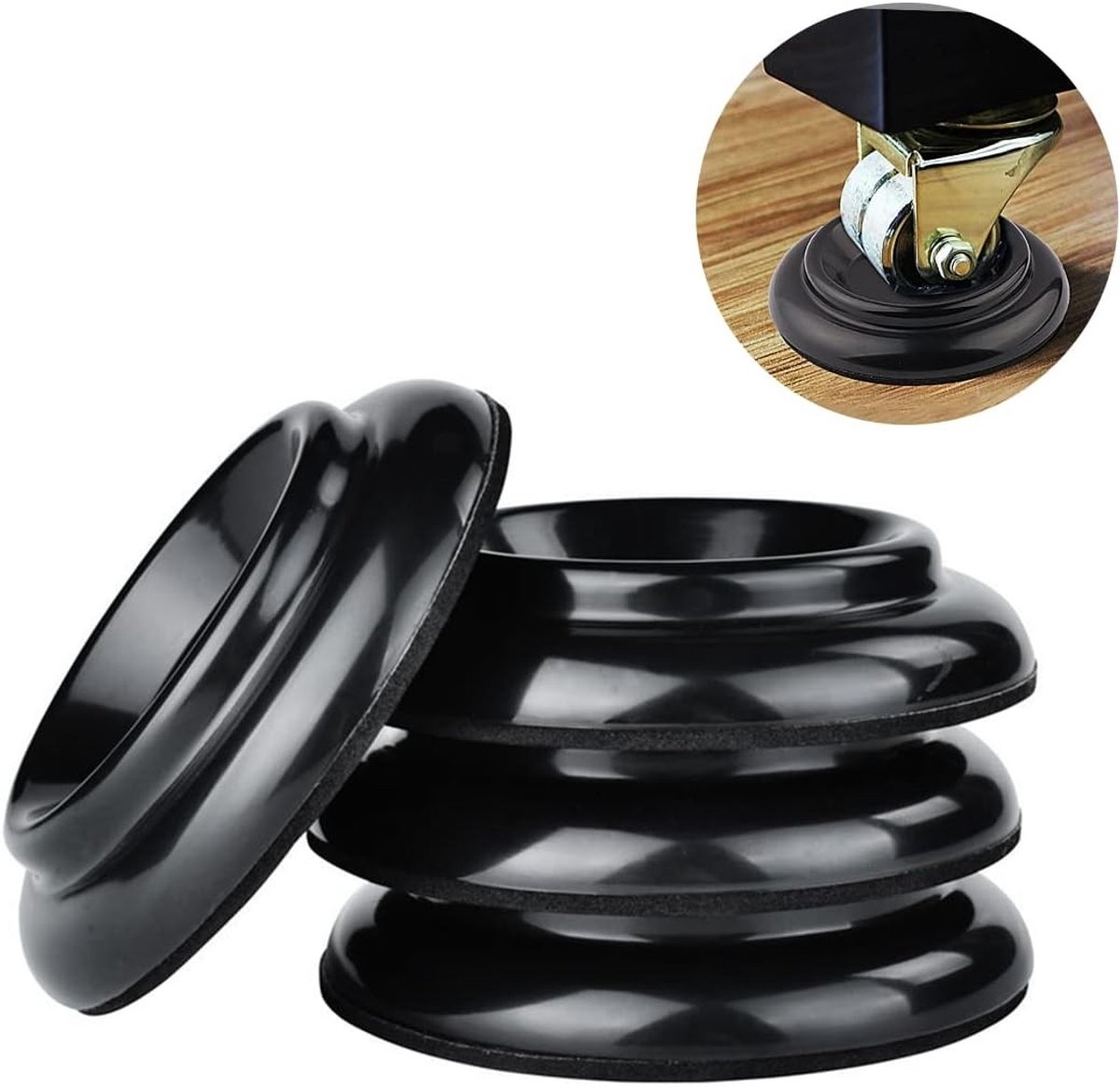 Piano Caster Cups van Beukenhout, 4 Stuks | Ronde Coasters voor Vloerbescherming, Geschikt voor Vleugel- en Rechtopstaande Pianos, Voorkomt Schade aan Vloeren en Tapijten
