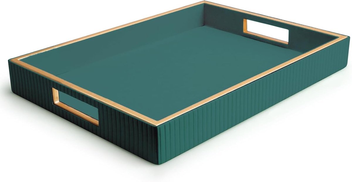 Leren Opbergtray voor Bureau - Decoratieve Organizer voor Sleutels, Telefoon en Cosmetica - Stijlvolle Valet Tray in Groen