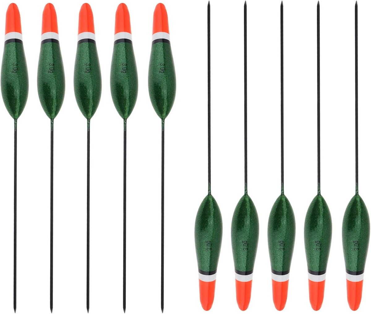 SnelShoppen - 10 Stuks Vissen Bobbers - Viskleurige Floaters - Paulownia Hout - Perfect voor Zeevissen, Rivier- en Meer Vissen - Veelzijdige Vissersac