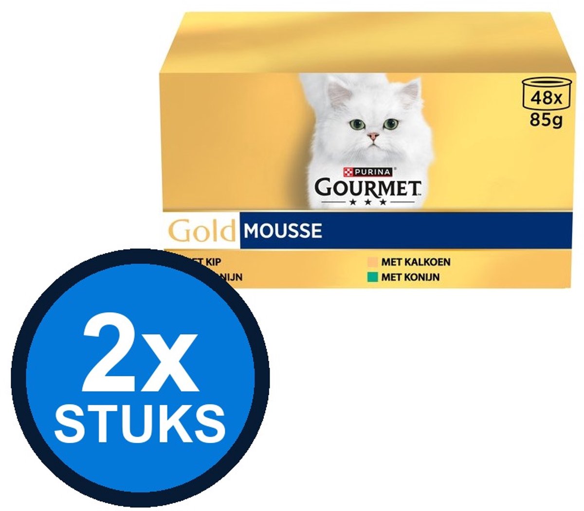 Gourmet Gourmet - Gold blik mousse kip&tonijn&kalkoen&konijn mp 48x85gr