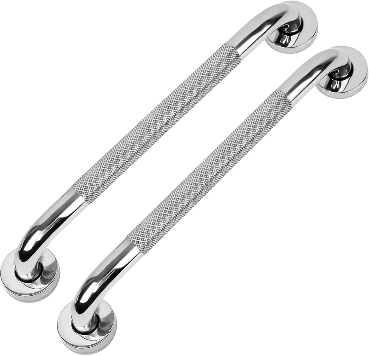 SnelShoppen - 2PCS Anti Slip Douche Handgreep 16 Inch Chroom SUS 304 RVS Veiligheidssteun voor Badkamer, Knurled Balance Bar voor Senioren en Gehandic