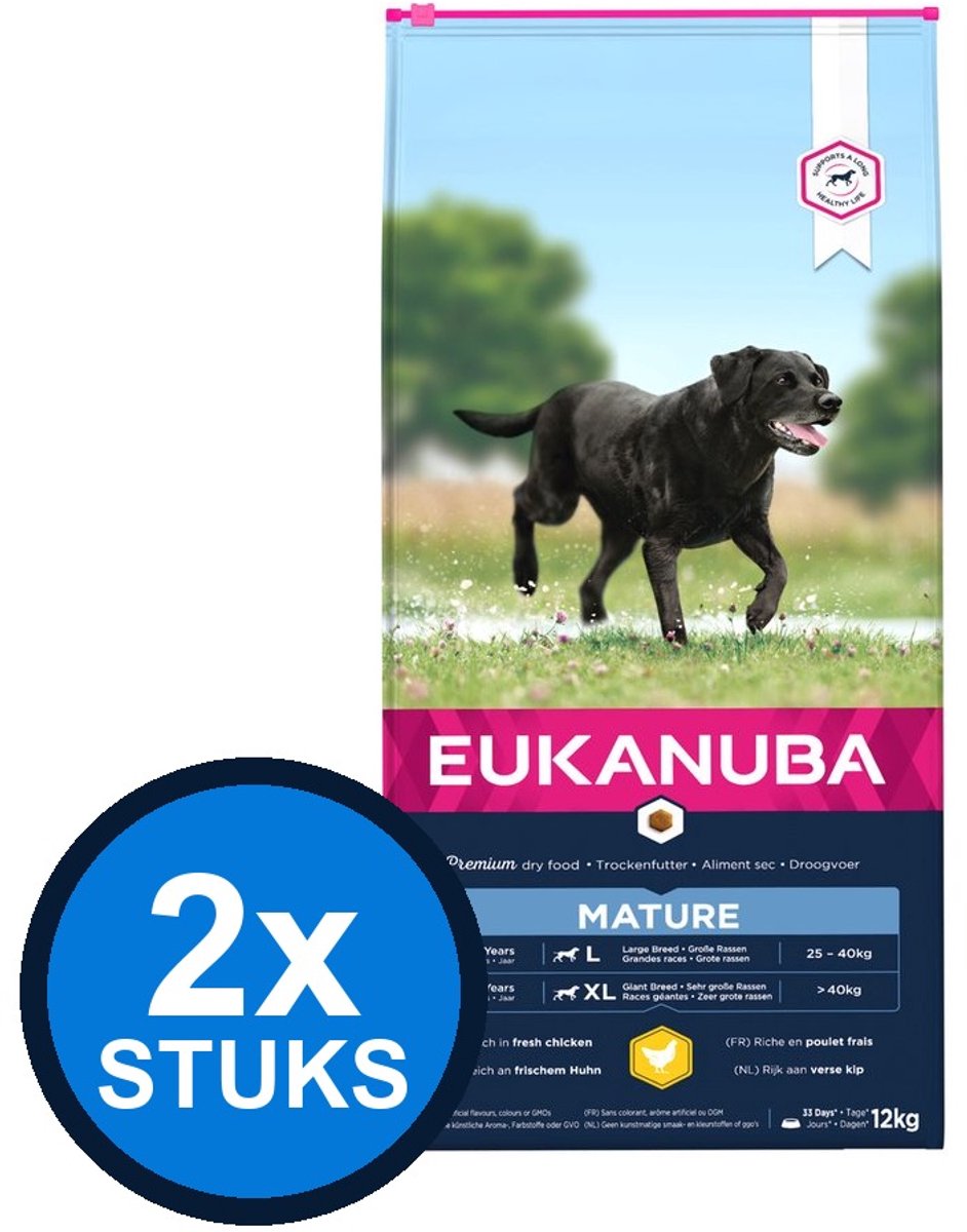 2x Eukanuba - Life Care dog mature large chicken 12kg