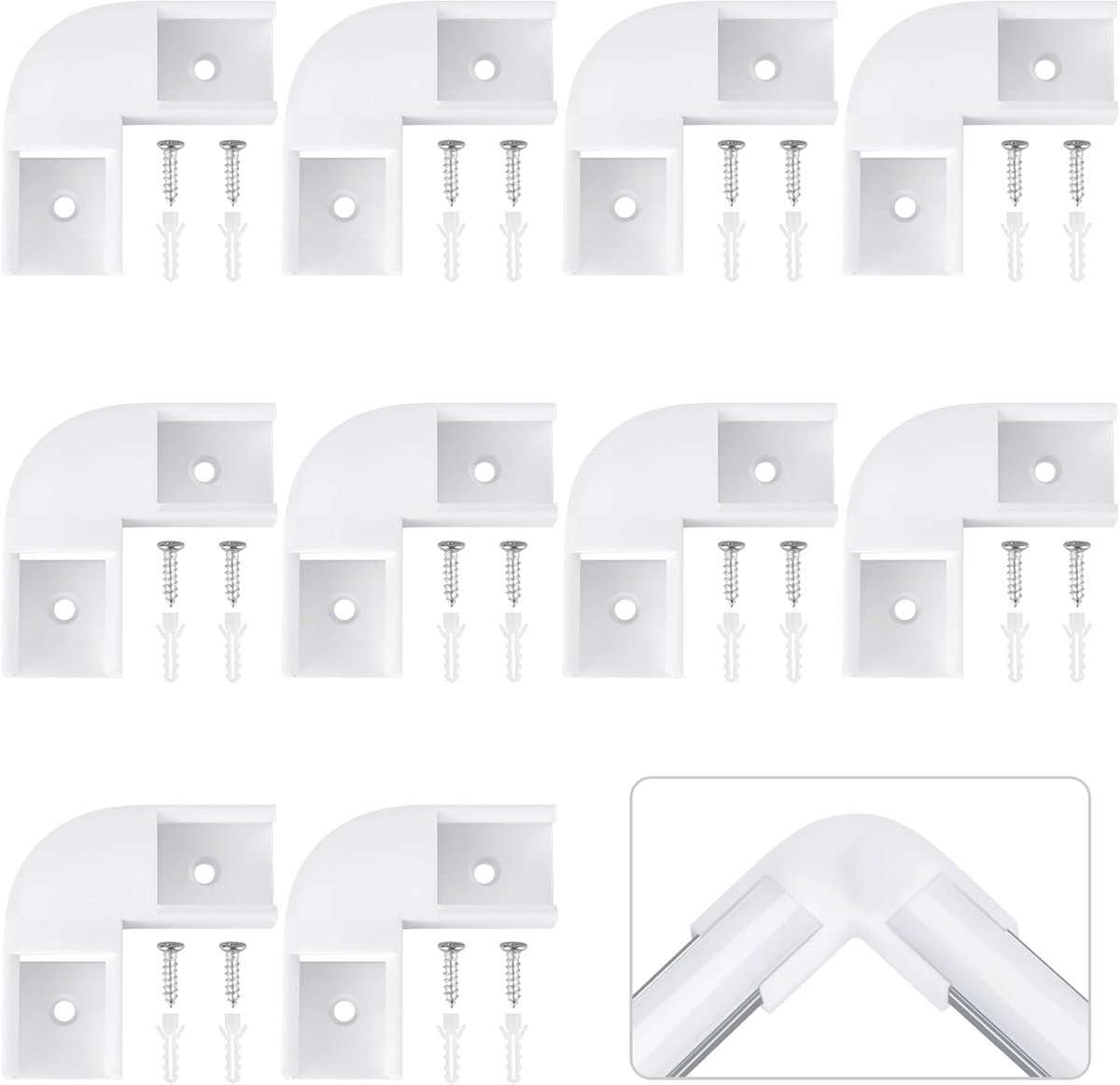 SnelShoppen - 90 Graden LED Profiel Hoekconnectoren - U Vorm LED Kanaal Connectoren, 10 Stuks, Inclusief Schroeven, Milky White, Voor LED Aluminium Pr