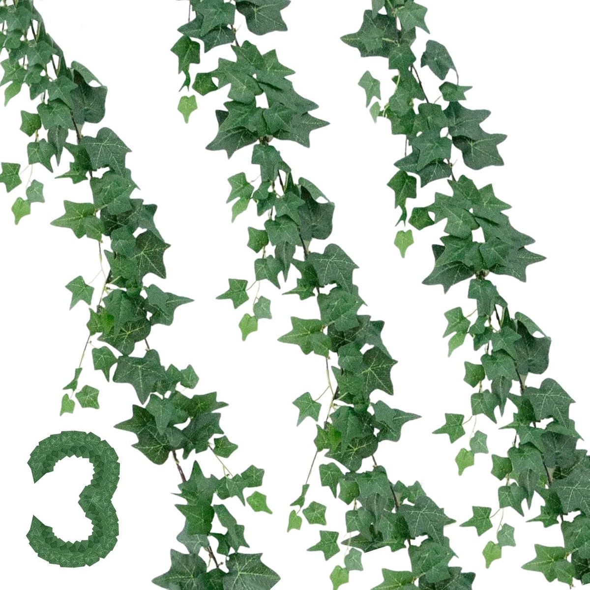 SnelShoppen - 3-delige Kunstmatige Ivy Slinger 180cm - Nepplant voor Keuken, Patio, Swing, Bruiloft, Kantoor, Feest, Kerst, Wanddecoratie