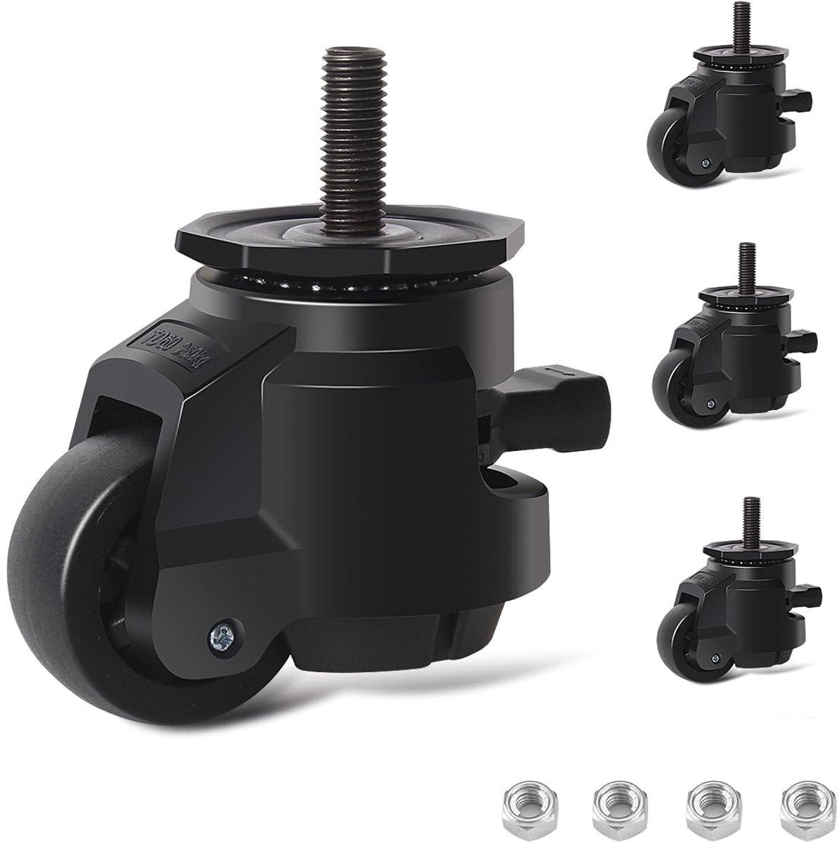 Dailygoods - Zware Belastbare Wielen M12X30 met Ratelgreep - 4 Zwenkwielen tot 1000 kg