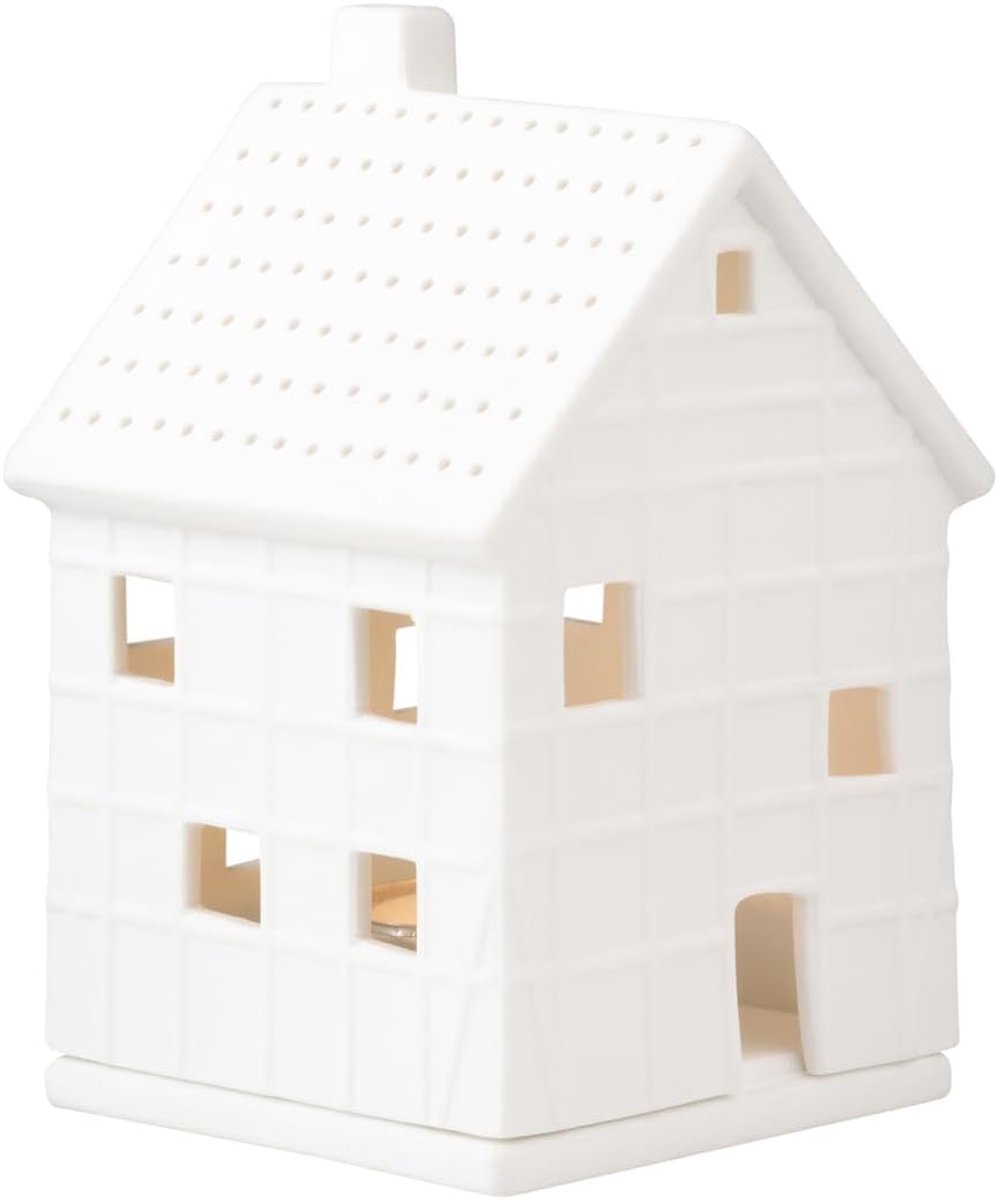 SnelShoppen - Charmant Half-Timbered Porselein Huisje voor Decoratie - Kleine Licht Huis - Perfect voor Feestjes, Tuin en Huis - Sfeervolle Aanvulling