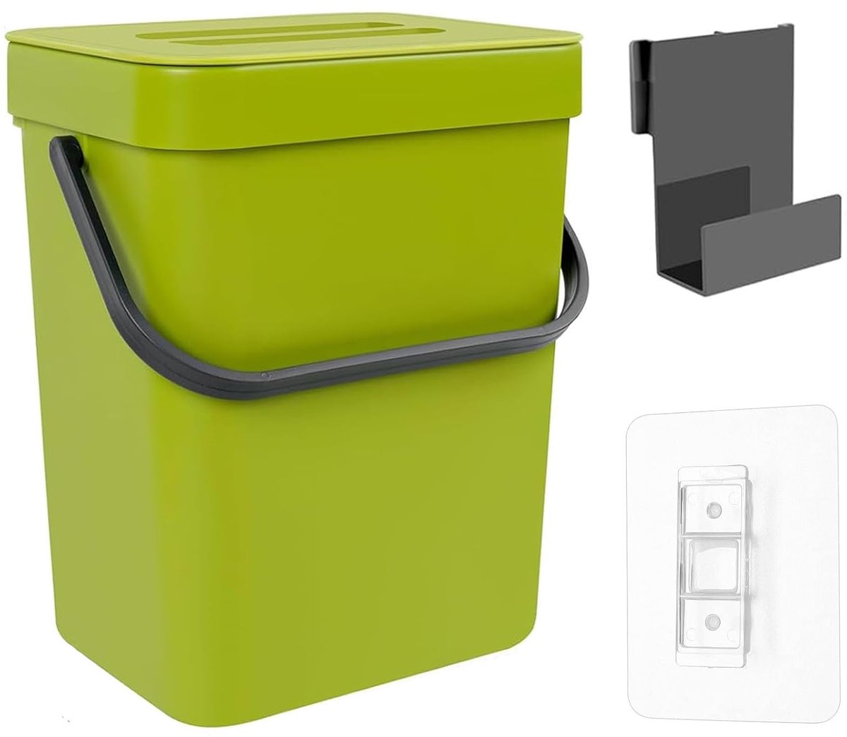 Dailygoods - 3L Bio-afvalemmer Keuken - Compostbak met Deksel, Ophangbaar en Handig voor Keuken en Badkamer