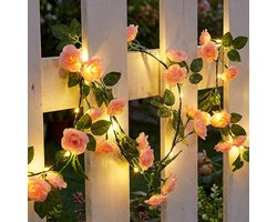 SnelShoppen - Qoosea Rozen String Lights 1.8M 40 LED Kunststof Bloemen Verlichting op Batterijen voor Tuin, Bruiloft, Slaapkamer, Valentijn, Kerst Dec