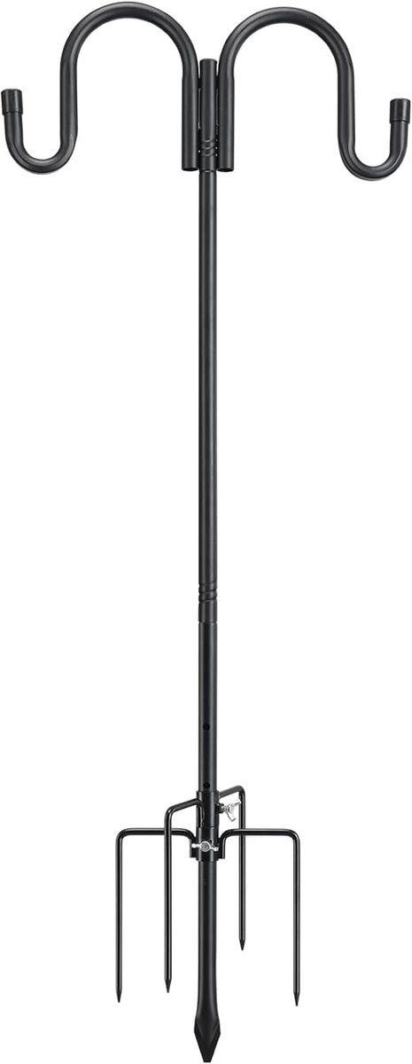 Dailygoods- Vogelvoederpaal 272 cm verstelbaar - Dubbele Herdershaak - Robuust Roestvrij Staal - Eekhoornbestendig - Voor Buiten - Maximaal 30 Pond Belastbaar - Tuinpaal