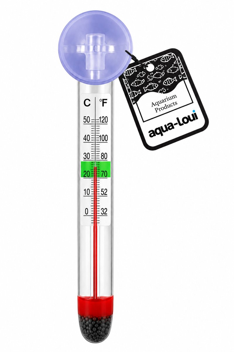 Aqua-Loui® - Aquariumthermometer - Aquarium Thermometer met Zuignap - Analoge Thermometer - 0-40°C - Waterthermometer voor Aquarium, Terrarium, Vijver, Zwembad & Koelkast - 11 cm