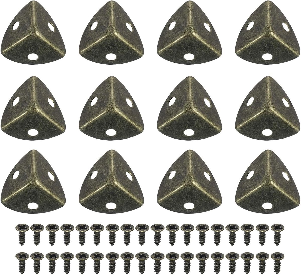 SnelShoppen - 12 Stuks Metalen Hoekbeschermers voor Opslagdozen en Houten Dozen, 3.8 x 0.8 cm, Decoratieve Tafel Hoekbescherming, Inclusief Montage Sc