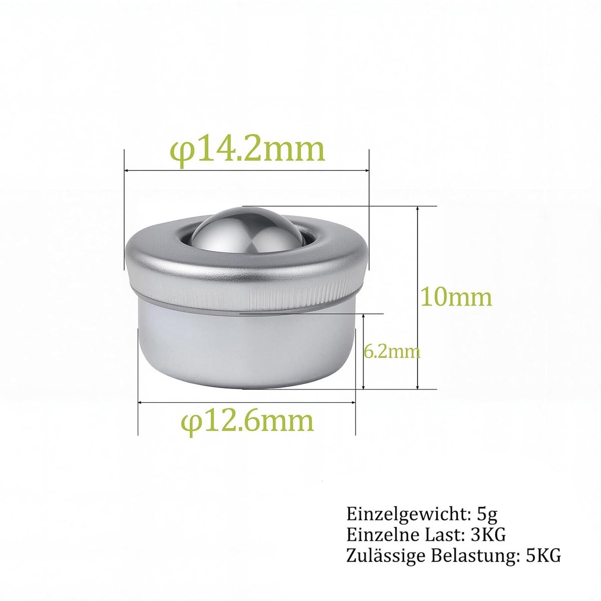 SnelShoppen - 8 Stuks Meubels Wielen met Kogellagers, Universele 360° Draaiwielen, Ideaal voor Meubels, Karren, Displays, 10mm Hoogte