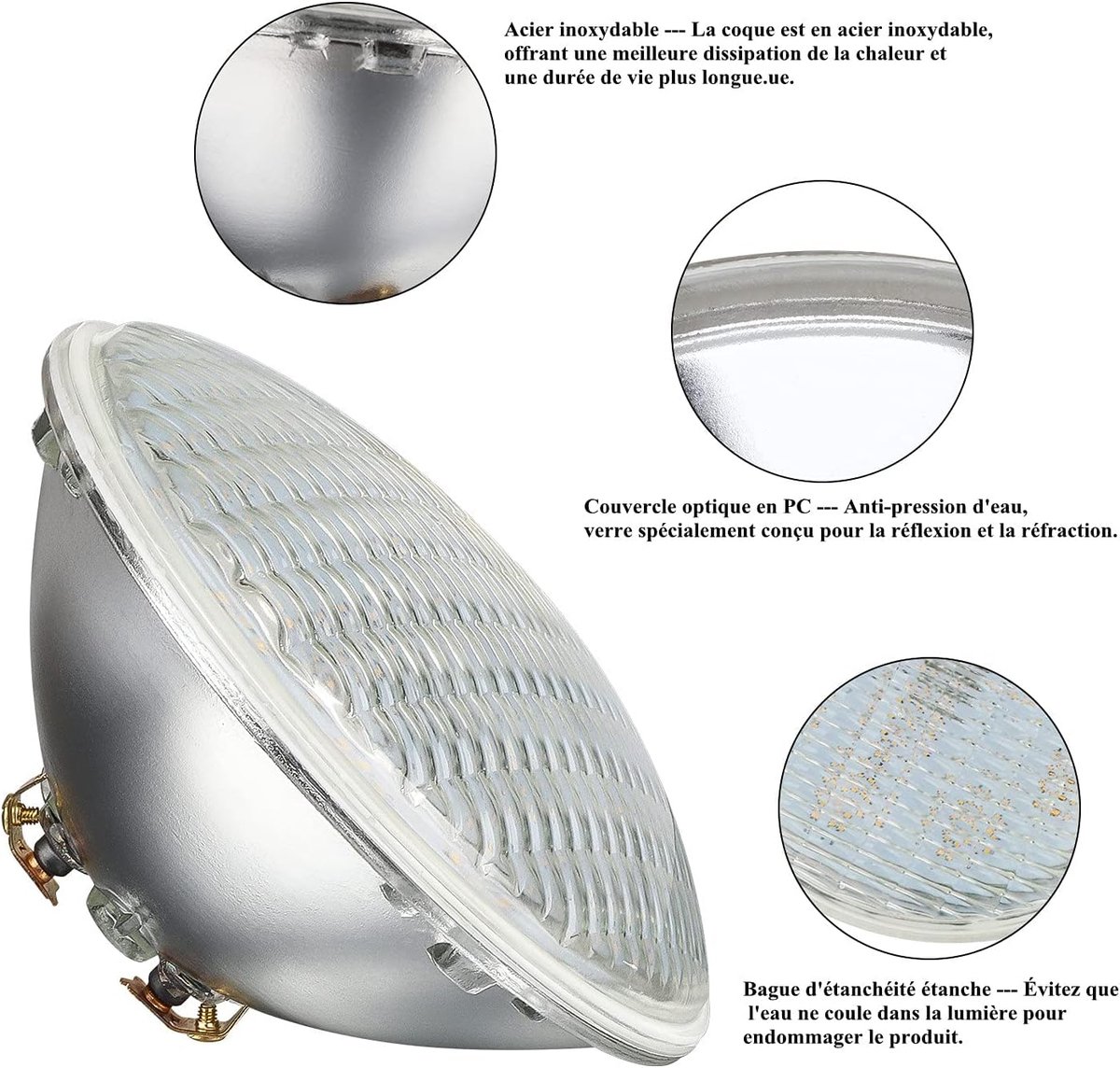 SnelShoppen - 36W LED Onderwater Verlichting PAR56, Waterproof IP68 LED Pool Light voor Tuin, Aquarium, Fontein, Privé en Publieke Zwembaden, 12V Proj