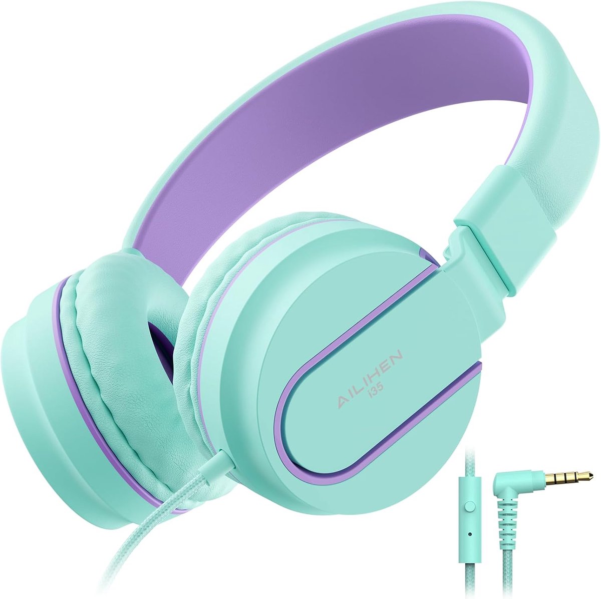 SnelShoppen - Kids Headphones met Microfoon 85dB - Lichtgewicht Vouwbare Bedrade Hoofdtelefoon voor School en Online Cursussen - Ideaal voor Jongens e