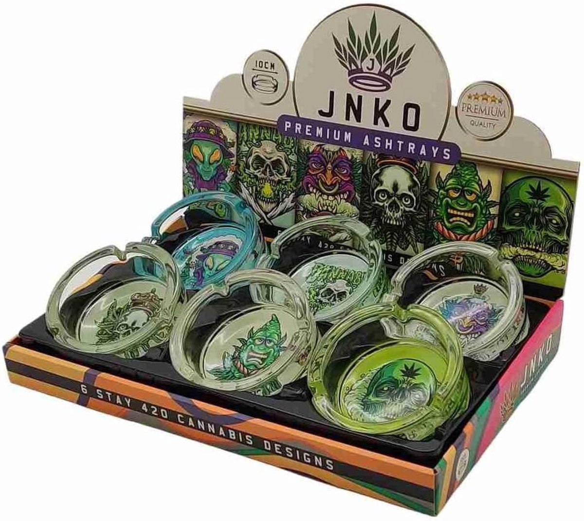 SnelShoppen - Ronde Glazen Asbakken 10cm | Kleurvolle 420 Kunstwerken | 6 Verschillende Ontwerpen | Perfect voor Feest, Tuin, Keuken, Camping | Hoogwa