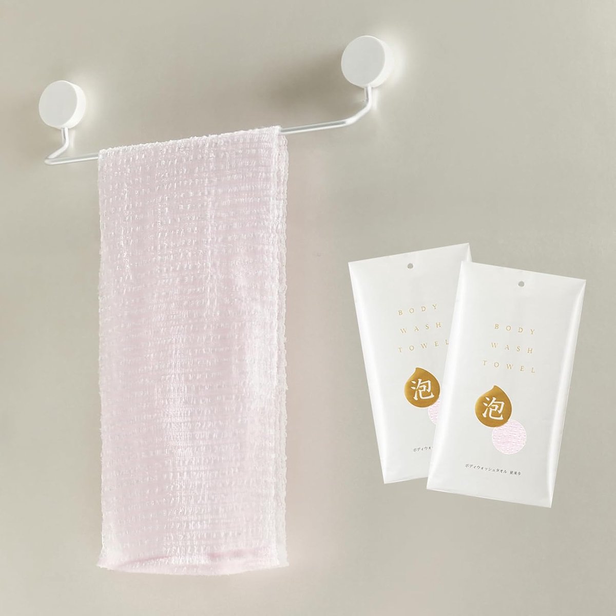 SnelShoppen - Peeling Badhanddoek 2-Pack Nylon Scrubber Douche Towel Extra Lang L 100 x W 23 cm Roze - Ideaal voor Volledige Lichaamsverzorging