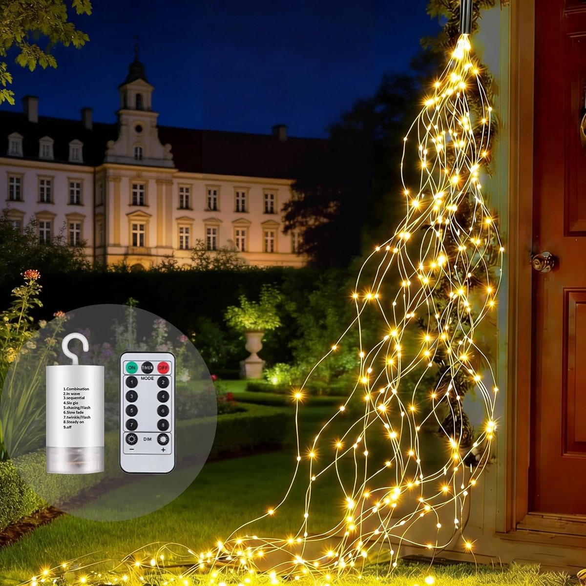 SnelShoppen - Lichtsnoer 1 m - 100 LED Kerstverlichting met Batterij, Timer & Afstandsbediening - 8 Modi Waterdichte String Lights voor Buiten & Binne