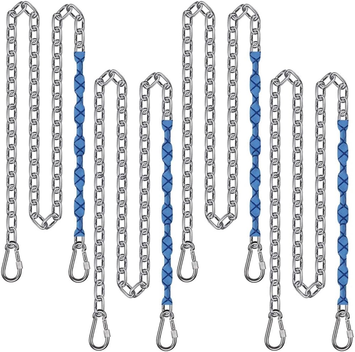 SnelShoppen - 4x Swing Chains 220cm - Zware Kwaliteit Verstelbare Metalen Hangkettingen met Carabiner voor Hangstoelen, Schommels, Bokszakken & Yoga